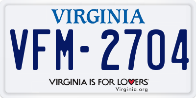 VA license plate VFM2704