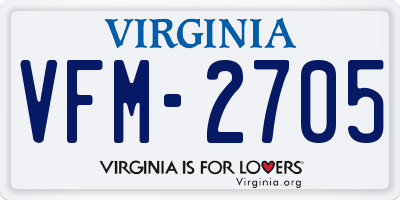 VA license plate VFM2705