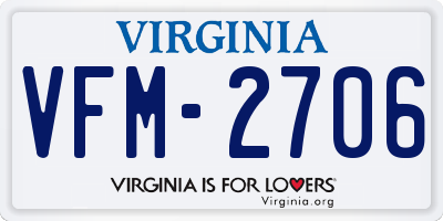 VA license plate VFM2706