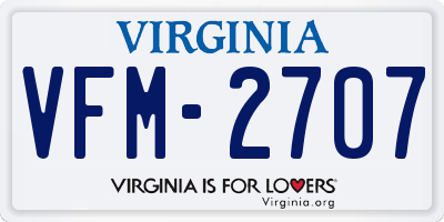 VA license plate VFM2707