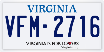 VA license plate VFM2716