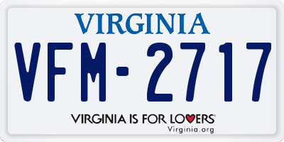 VA license plate VFM2717