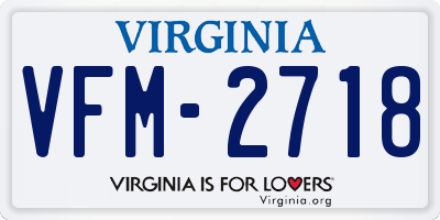 VA license plate VFM2718