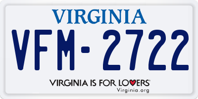 VA license plate VFM2722