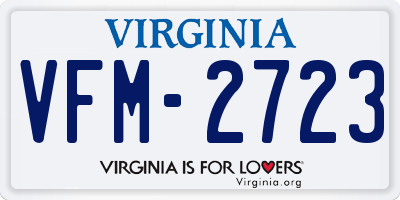 VA license plate VFM2723