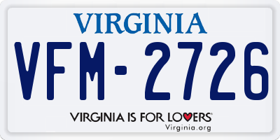 VA license plate VFM2726