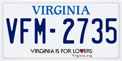 VA license plate VFM2735