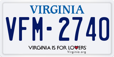 VA license plate VFM2740