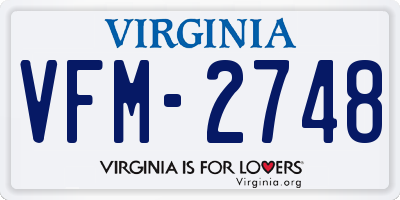 VA license plate VFM2748