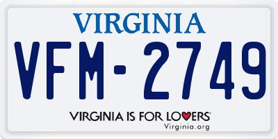 VA license plate VFM2749
