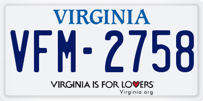 VA license plate VFM2758