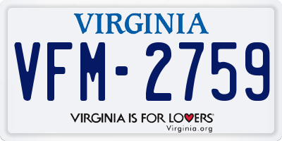 VA license plate VFM2759