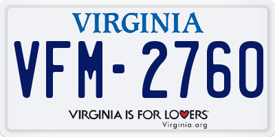 VA license plate VFM2760