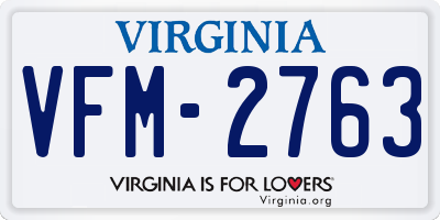 VA license plate VFM2763