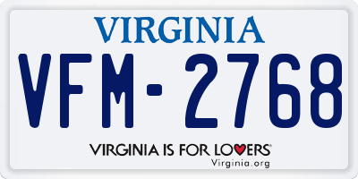 VA license plate VFM2768