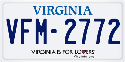 VA license plate VFM2772