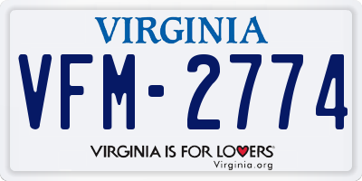 VA license plate VFM2774
