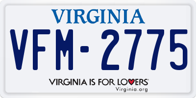 VA license plate VFM2775
