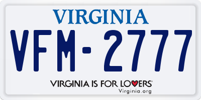 VA license plate VFM2777
