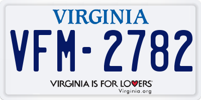 VA license plate VFM2782