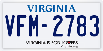 VA license plate VFM2783