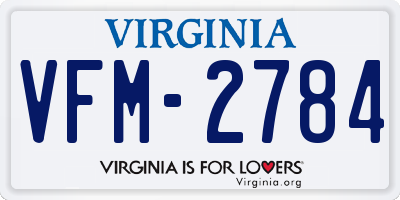 VA license plate VFM2784