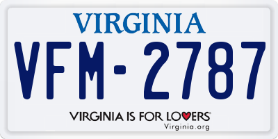 VA license plate VFM2787