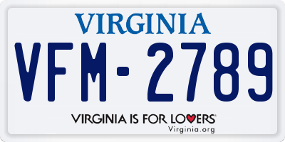 VA license plate VFM2789
