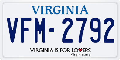 VA license plate VFM2792