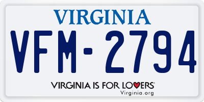 VA license plate VFM2794