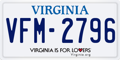 VA license plate VFM2796