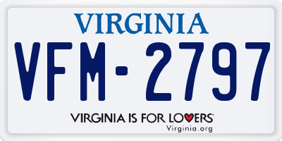 VA license plate VFM2797