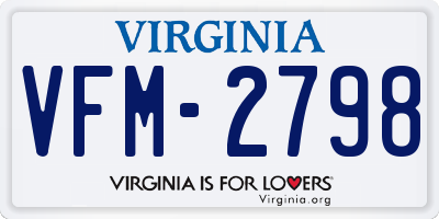 VA license plate VFM2798