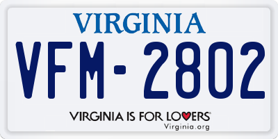 VA license plate VFM2802