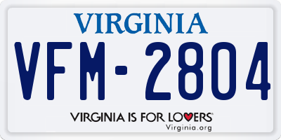 VA license plate VFM2804