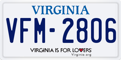 VA license plate VFM2806