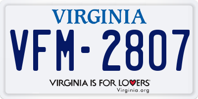 VA license plate VFM2807