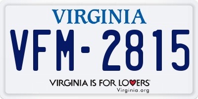 VA license plate VFM2815