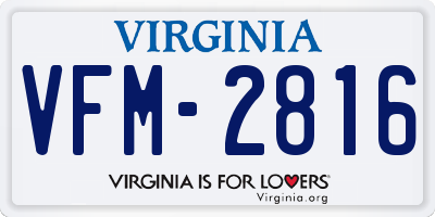 VA license plate VFM2816