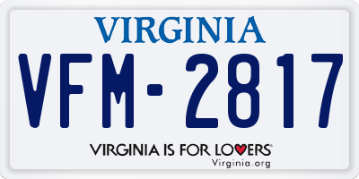 VA license plate VFM2817