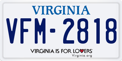 VA license plate VFM2818