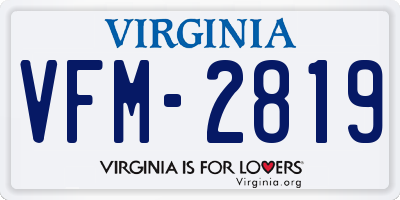 VA license plate VFM2819