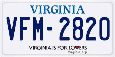 VA license plate VFM2820