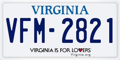 VA license plate VFM2821