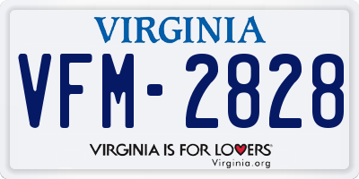 VA license plate VFM2828