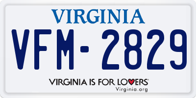 VA license plate VFM2829