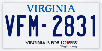 VA license plate VFM2831