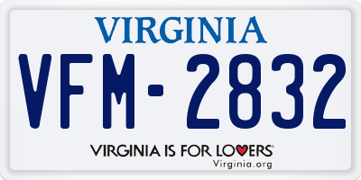 VA license plate VFM2832