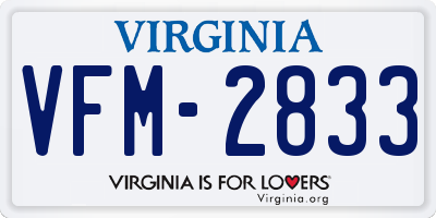VA license plate VFM2833