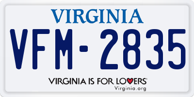 VA license plate VFM2835
